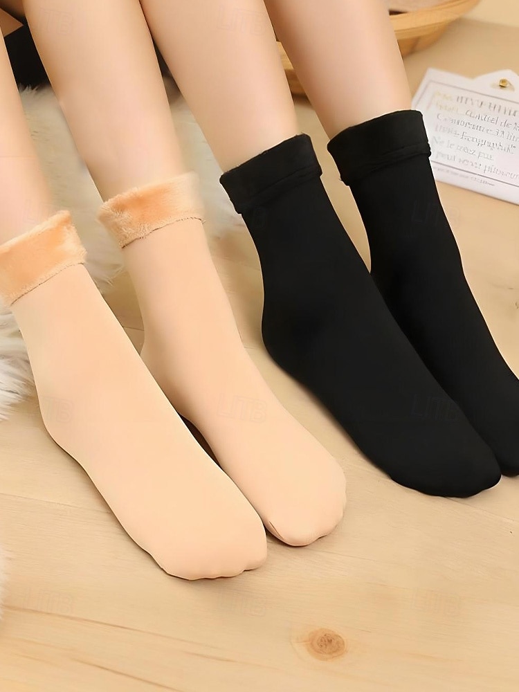 مجموعة جوارب حرارية مبطنة بالصوف للنساء، جوارب شتوية ناعمة ودافئة بألوان متعددة، هدية عيد ميلاد مريحة للطقس البارد والارتداء المنزلي 2025 - $11.99 –P5