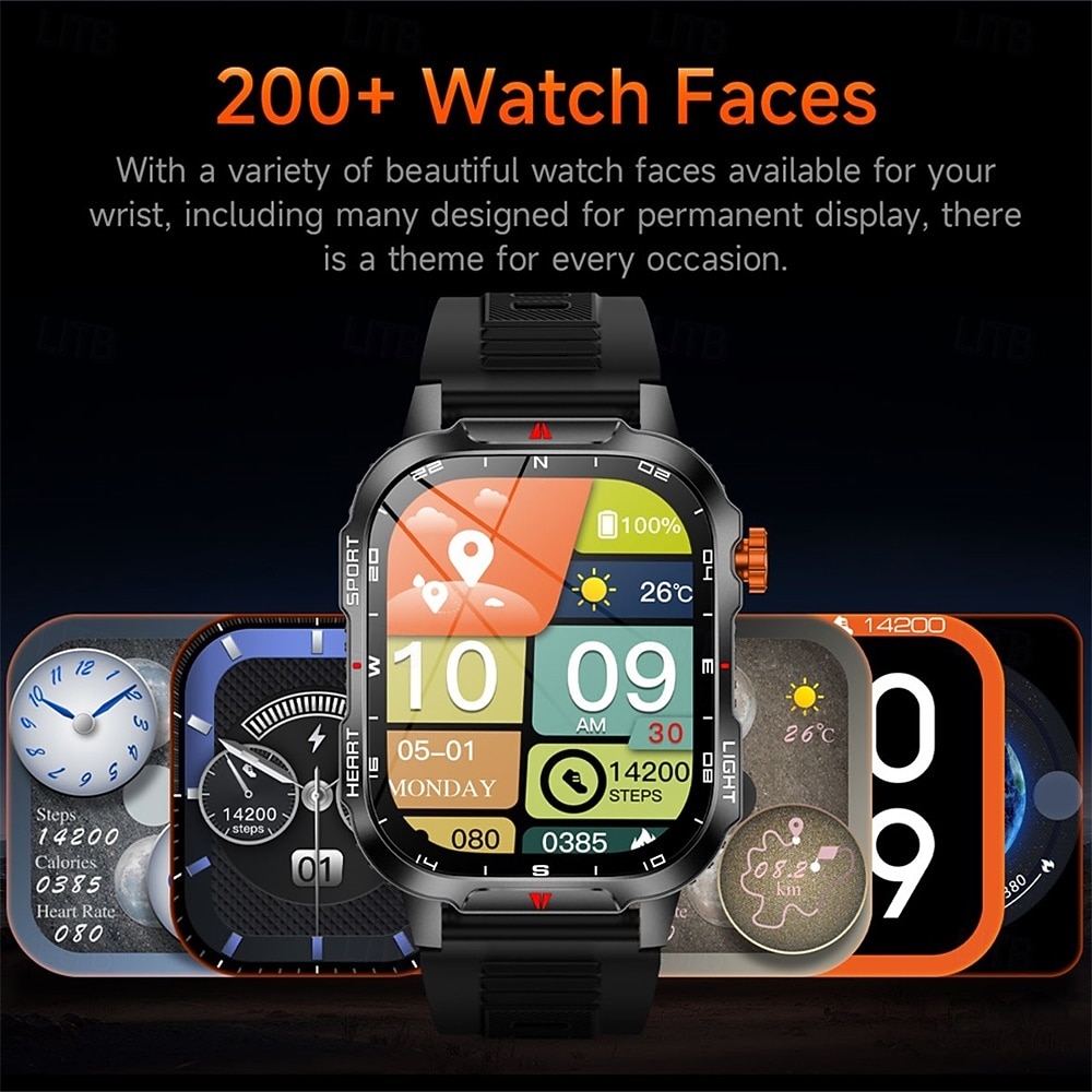 Nowy globalny smartwatch 2,01 cala, 1100 mAh, duża bateria, kompas LED, męski zegarek sportowy do użytku na świeżym powietrzu, asystent głosowy, połączenia bezprzewodowe 2025 - $37.99 –P14
