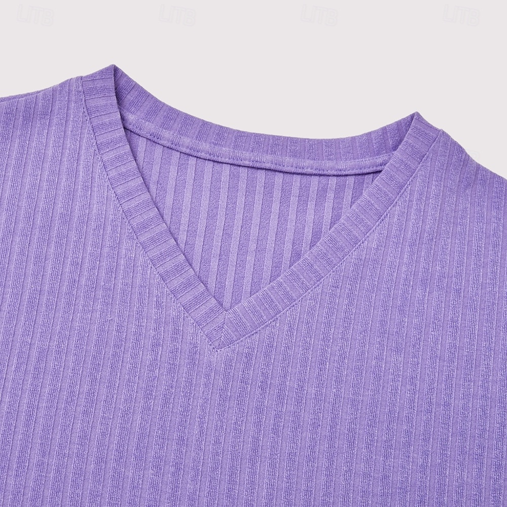 Miesten T-paita Ribbineulos T-paita Pitkähihainen paita Pitkähihainen V kaula-aukko Kevät Syksy Talvi Tavallinen Pit Strip Muoti Suunnittelija Perus 4-osainen Monipakkaus Loma Katu Kausaliteetti 8 2025 - $61.99 –P13