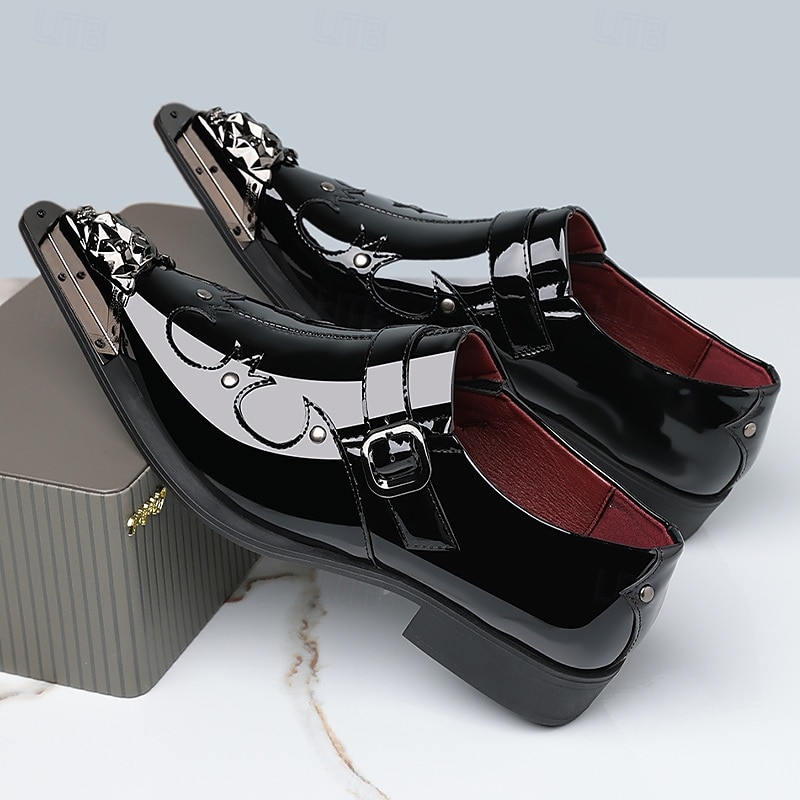 Rode herenschoenen van imitatieleer met monniksband en krokodillenprint – elegant schoeisel voor kerst en feestdagen 2026 - $94.99 –P6