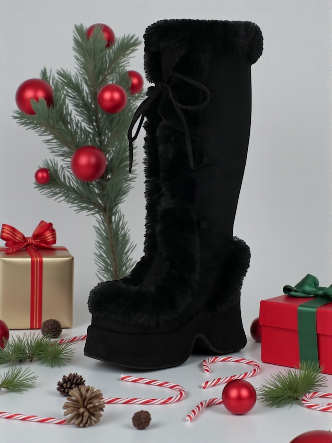 Women's  Platform Christmas Boots with Faux Fur Trim - Chic Holiday Style, Perfect for Christmas Parties and Winter Celebrations 2025 - $89.99 –P8