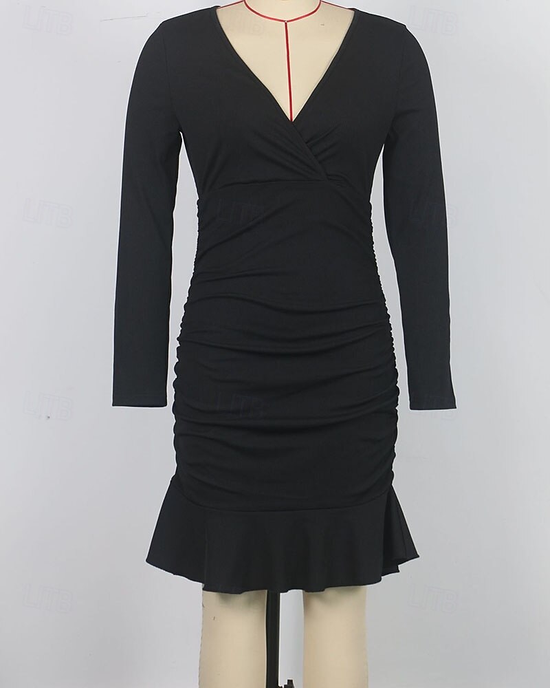 Női Mini ruha Koktélruha Hüvelyruha Bodycon ruha Elegáns Divat Modern Estély Parti Különleges alkalom Normál Sima Hosszú ujj V-alakú Fekete Tavasz Ősz Tél 2026 - $28.99 –P4
