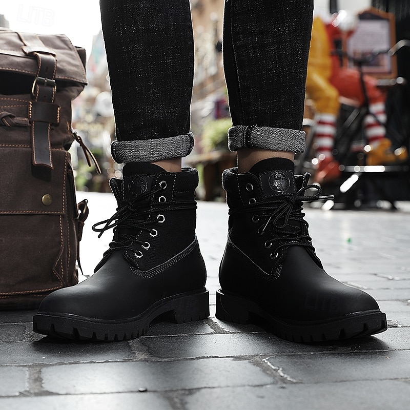 Yellow Faux Leather Men's Work Boots with Lace-Up Design – Durable and Stylish Footwear for Outdoor Activities and Work Environments 2025 - $59.99 –P13