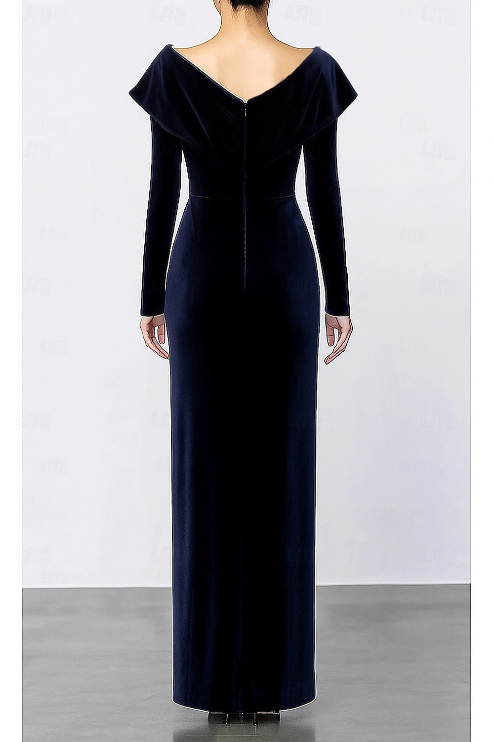 Sheath Column Floor Length Prom Dresses Evening Gown Ball Gown Formal Dress Elegant Vintage Long Sleeve V Neck Wedding Formal Velvet with Pleats Ruffles 2026 - $172.99 –P2