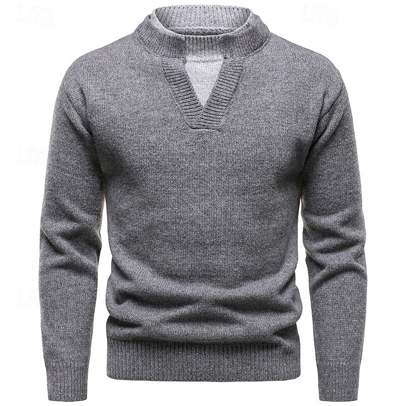 Men's Sweater Pullover Sweater Jumper Ribbed Knit Regular Tops 2 in 1 Knitted Plain High Neck Knitwear Contemporary Casual Daily Wear Clothing Apparel Fall & Winter Black Light Grey M L XL 2026 - $43.99 –P4
