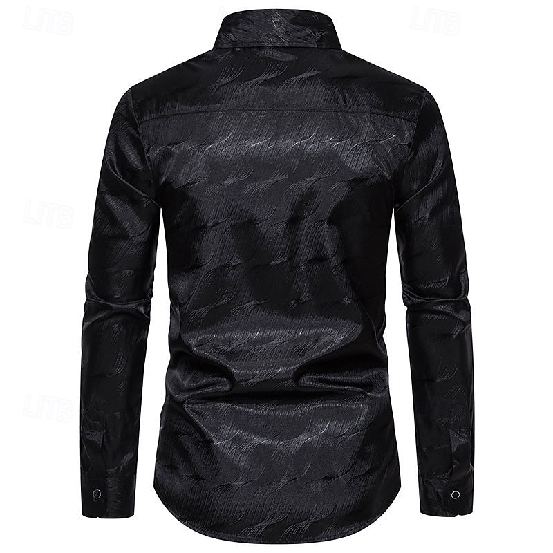 Men's Shirt Casual Shirt Button Up Shirt Prom Shirt Black Wine Purple Gold Long Sleeve Plain Textured Lapel Party Daily Jacquard Clothing Apparel Fashion Smart Casual 2026 - $26.99 –P4