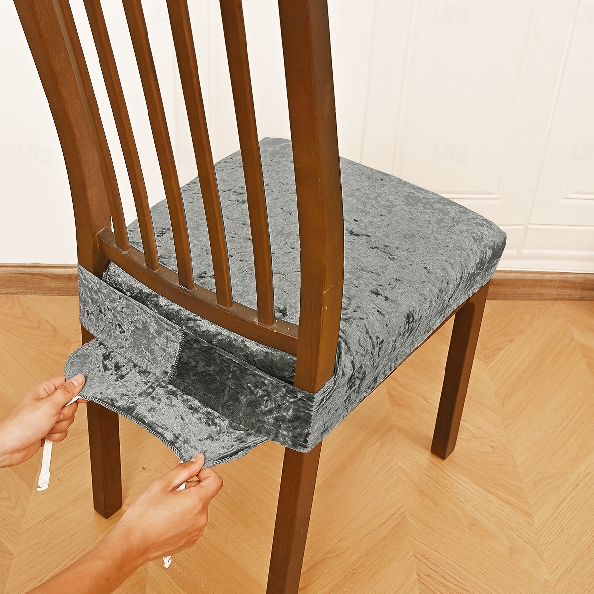 Pokrowce na siedzenia do jadalni, rozciągliwy aksamit, złota tkanina w diamenty, podwójnie elastyczny pokrowiec na stołek z klamrą i językiem, antypoślizgowy pokrowiec na krzesło, dekoracja do hotelu 2025 - $7.99 –P8