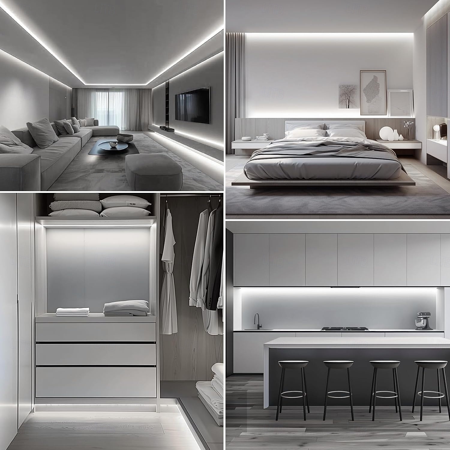 2025年 LED防水IP65ライトストリップ、16.4～328フィート、強力な粘着剤付きLEDライトストリップ、単列120LED、二列240LED、オン/オフスイッチ付きプラグワイヤー、屋内寝室キャビネット下装飾用  コレクション – $21.99 –P13