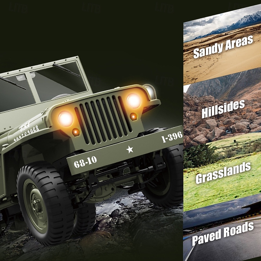 רכב צבאי RC לאסף - ג'יפ וויליס צבאי בסגנון שלט רחוק - דגם מפורט לחובבים וילדים מתנה לחג המולד 2026 - $118.99 –P8