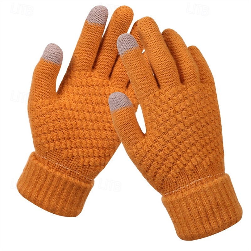 Męskie 1 para Czubki palców Rękawiczki zimowe Dziane rękawiczki Rękawiczki bez palców Moda Nowoczesny Rękawiczki Keep Warm Dzierganie Kolorowy blok Jesień Czarny Biały Żółty Rumiany róż 2026 - $9.49 –P1