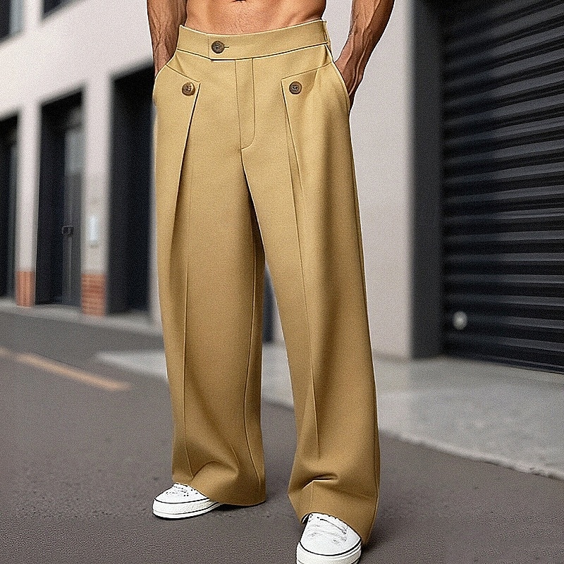 Per uomo Pantaloni Pantaloni Eleganti Chinos Tasca Bottoni Semplice Comodità Formale Feste Lavoro Moda Stile Classico Nero Cachi Micro-elastico del 2026 a $31.99 –P1