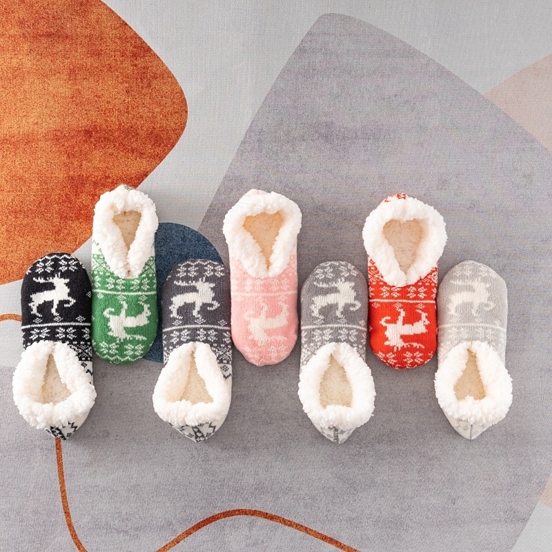 Damskie skarpetki podłogowe z wzorem gwiazdek, grube bawełniane pluszowe kapcie na zimę do domu lub do spania, ciepłe, wygodne, antypoślizgowe skarpetki do noszenia w domu 2026 - $12.99 –P11