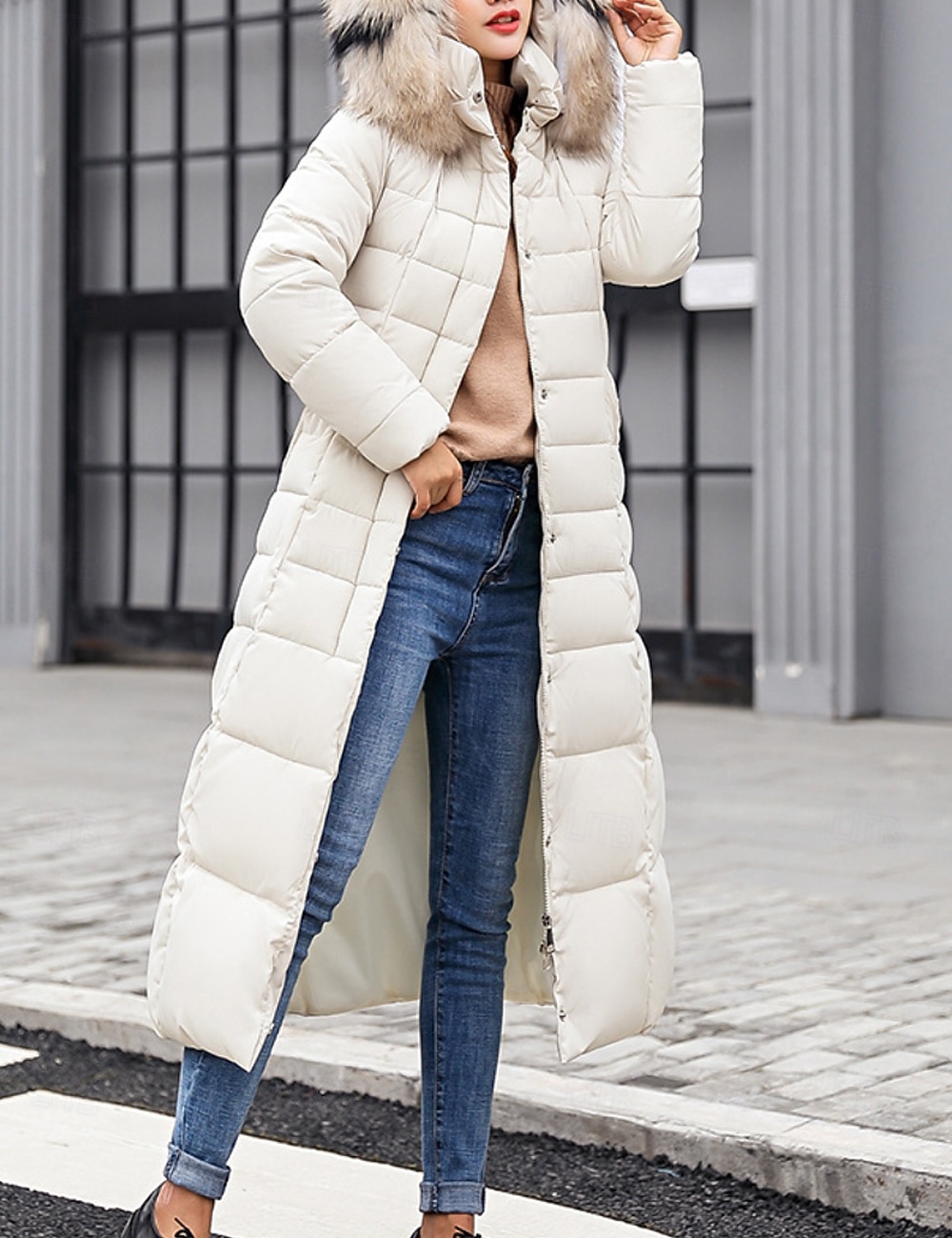 Dam Vinterkappa Dun Hoodiejacka Håller värmen Bekväm Dragkedja Ficka Aktiv Ledigt Slät Utomhus Semester Utekväll Helgen Lång Huva Normal Långärmad Ytterkläder Svart Vit Rubinrött Höst Vinter 2025 - $22.99 –P7