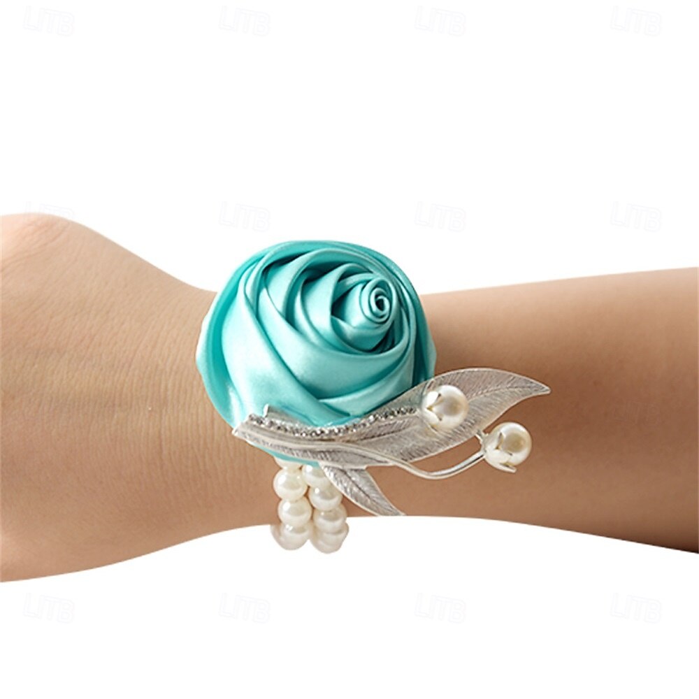 Bröllop handled blommor Handleds Corsage Bröllop / Fest Satin / Metall Blomstil 2026 - QAR 74.45 –P6