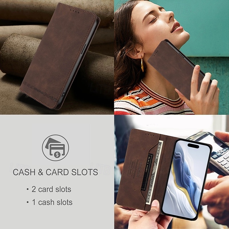 телефон Кейс для Назначение iPhone 17 Pro Max 17 Air 17 i16 15 14 Pro Max Plus 13 Pro Max Mini Кошелек для карт Защита от удара Ретро Кожа PU 2026 - $15.99 –P17