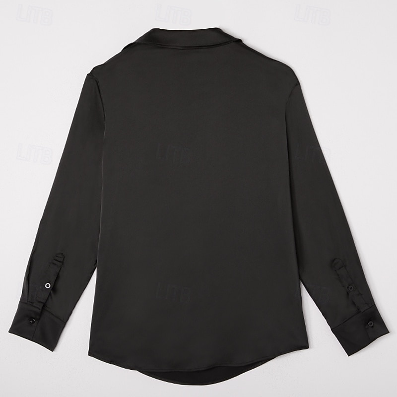 Per uomo Camicia Come la seta Camicia in raso Camicia casual Semplice Formale Matrimonio Argento Nero Oro Verde Manica Lunga Bavero Primavera & Autunno Tutte le stagioni Abbigliamento Arricciato del 2026 a $10.99 –P5