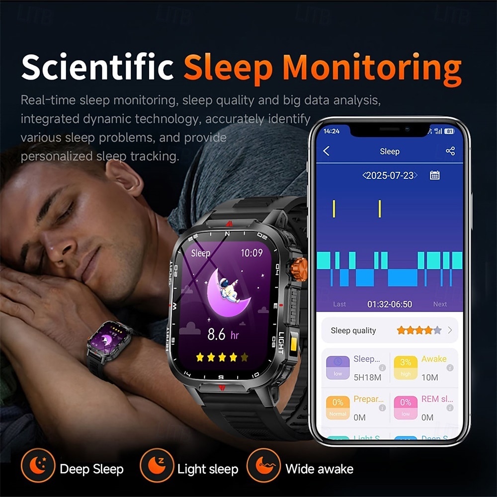 Nowy globalny smartwatch 2,01 cala, 1100 mAh, duża bateria, kompas LED, męski zegarek sportowy do użytku na świeżym powietrzu, asystent głosowy, połączenia bezprzewodowe 2025 - $37.99 –P11