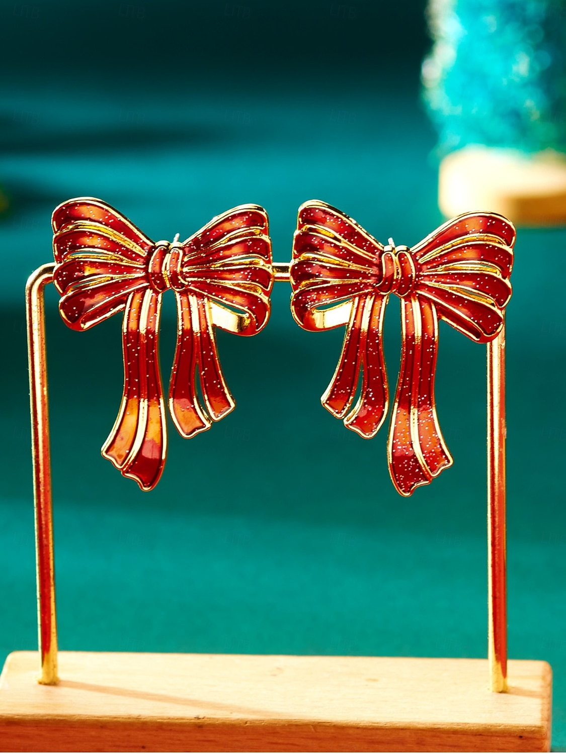 Naisten jouluiset rusettikorvakorut kimaltelevalla punaisella viimeistelyllä, juhlava lomakoru joulujuhliin, lahjaidea 2026 - $7.99 –P5