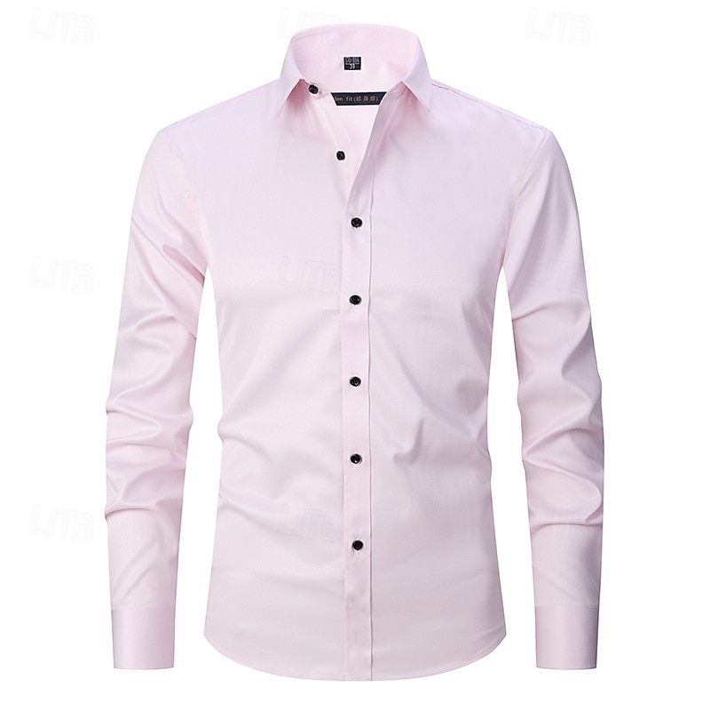 Homens Camisa Social Saia Camisa não de ferro Camisas de smoking Tecido Formal Casamento Preto Branco Rosa Vinho Manga Longa Lapela Primavera & Outono Todas as Estações Roupa de 2025 por $20.99 –P2
