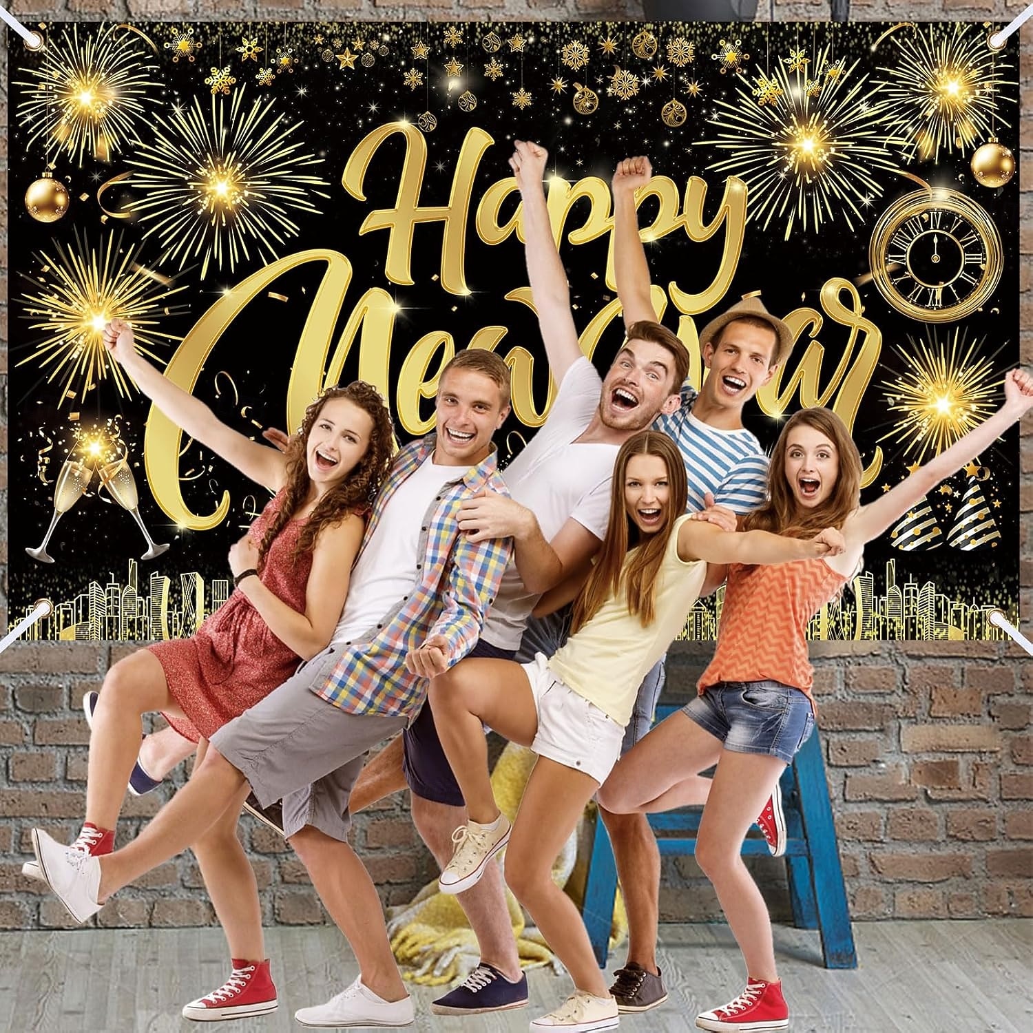 New Years Eve Party Black and Gold Decorations Sequin Backdrop – Glitter Black Gold Fabric Banner for 2026 Happy New Year Party, Photo Booth & Holiday Celebration Decor 2026 - $15.99 –P5