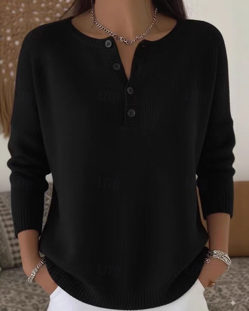 Damen Pullover Mode Streetwear Lässig Einfarbig V Ausschnitt Gestrickt Langarm Normale Oberteile Stricken Täglich Ferien Ausgehen Weinrot Schwarz Herbst Winter 2026 - $26.99 –P5