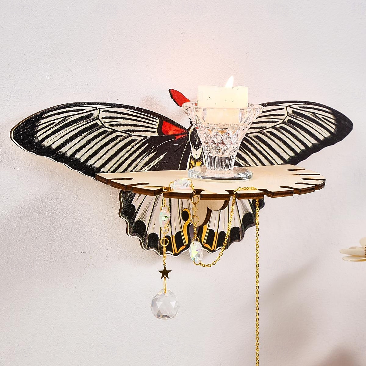 2025年 1個のクリエイティブでシンプルな壁掛けストライプの蝶型ディスプレイスタンド、釘なし、カラフルなクリエイティブな蝶型の壁飾り吊り下げピース組み立て木製手工芸品吊り下げ装飾  コレクション – $9.49 –P10