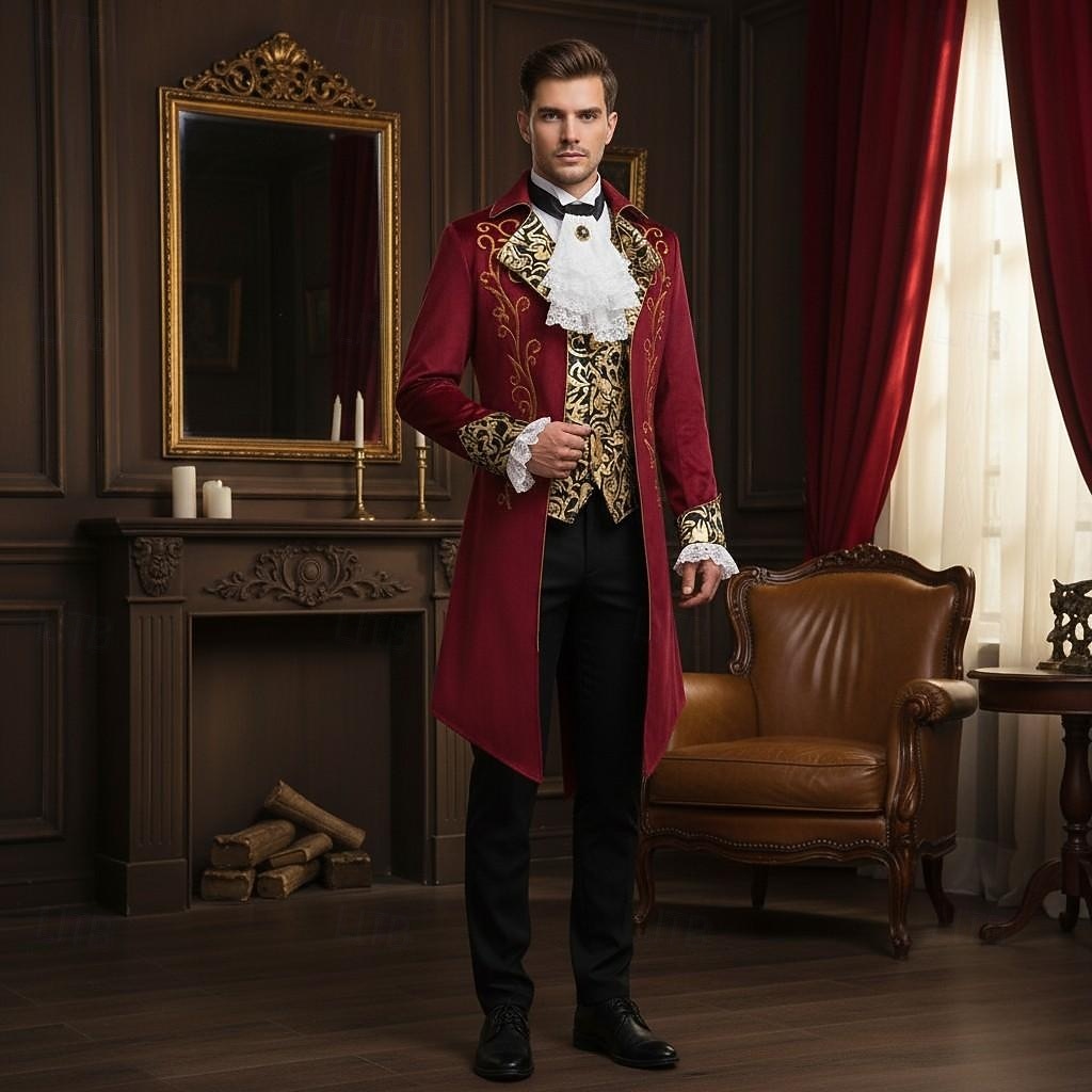 Punk  Gothic Mittelalterlicher Steampunk-Mantel Frack Vampir Adliger Festkleidung Männer Ebenezer Scrooge Elf Königliche Steampunk Halloween Karneval Vorstellung LARP Ren Faire Erwachsenenmantel 2026 - $65.99 –P4