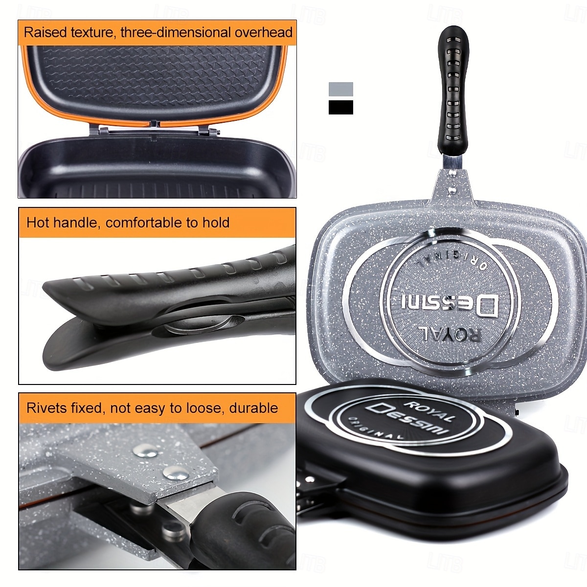 1 יחידות ציפוי טפלון דו-צדדי נון-סטיק &תבנית אפייה - כלי בישול יצוקים עם בישול בלחץ דו-צדדי לחביתות, כריכים, עוף, ברביקיו &עיצוב אלומיניום עמיד יותר למטבחים ביתיים &קמפינג בחוץ, 2026 - $127.99 –P4