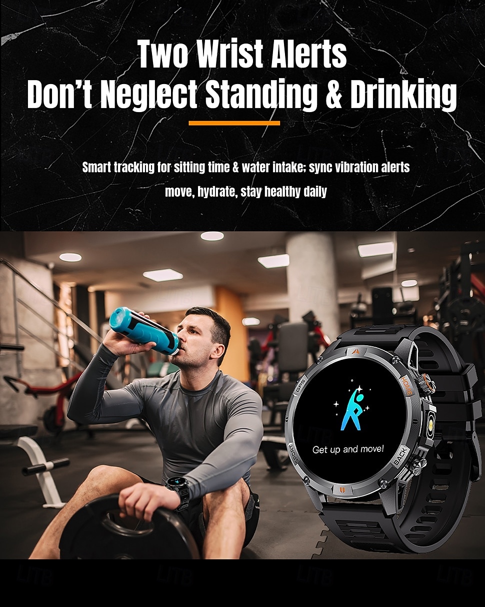 ساعة ذكية 2025 بنظام تحديد المواقع العالمي (GPS) بشاشة 1.46 بوصة مزودة ببوصلة ومصباح يدوي وبلوتوث ومكالمات وبطارية 580 مللي أمبير في الساعة ومقاومة للماء وتتبع اللياقة البدنية وساعة رياضية ذكية 2025 - $51.99 –P15