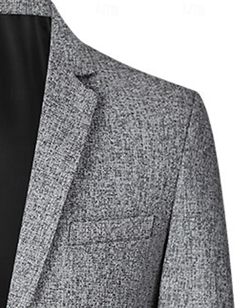 Herren Blazer Geschäft Cocktailparty Hochzeitsfeier Mode Lässig Frühling Herbst Polyester Einfach Tasche Knöpfe Bequem Einreihig Blazer Schwarz Marineblau Grau 2026 - $45.99 –P5
