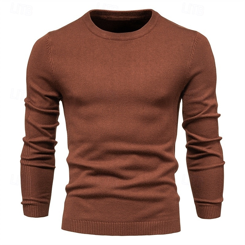 Homme Pull Côtelé Tricoter Hauts Réguliers Tricoté Coupe ajustée Uni Col ras du cou Tricots Contemporain Occasionnel Tenue quotidienne Vêtement Tenue Automne & Hiver bleu marine M L XL de 2026 ? $22.99 –P3