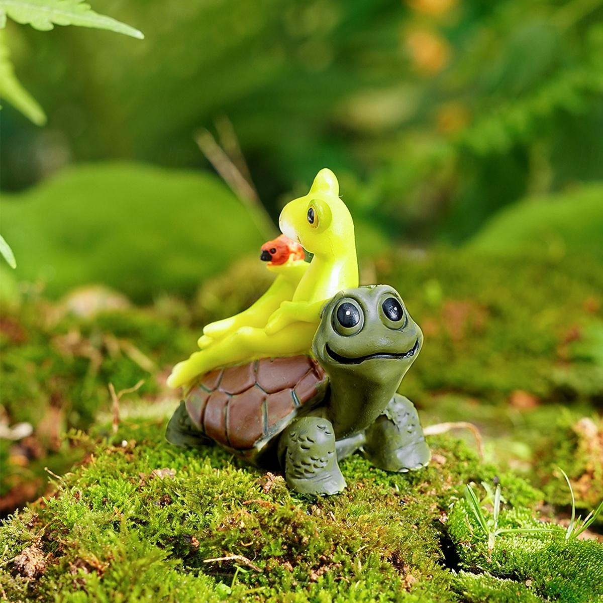 1 τεμάχιο δημιουργικό υλικό ρητίνης, διακοσμητικό κήπου με σχήμα βάτραχου και χελώνας, ρητίνη, χαριτωμένο στυλ διακόσμησης κήπου, κατάλληλο για εσωτερική και εξωτερική χρήση 2025 - $6.49 –P6