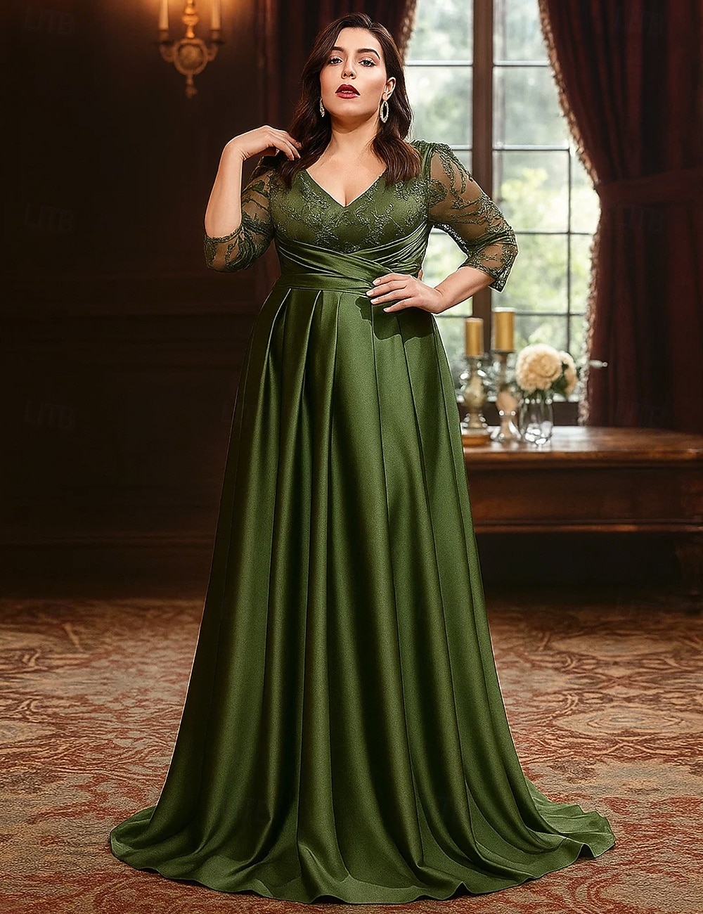 long plus size homecoming dresses Long Plus-Size Glitter Prom Dress main image 0