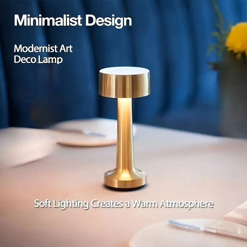 Современный минималистичный металлический светильник для офиса, с сенсорным управлением, перезаряжаемый, ночник с 3 скоростями диммирования для офиса, спальни, кабинета, прикроватная тумбочка, 2026 - $13.99 –P10