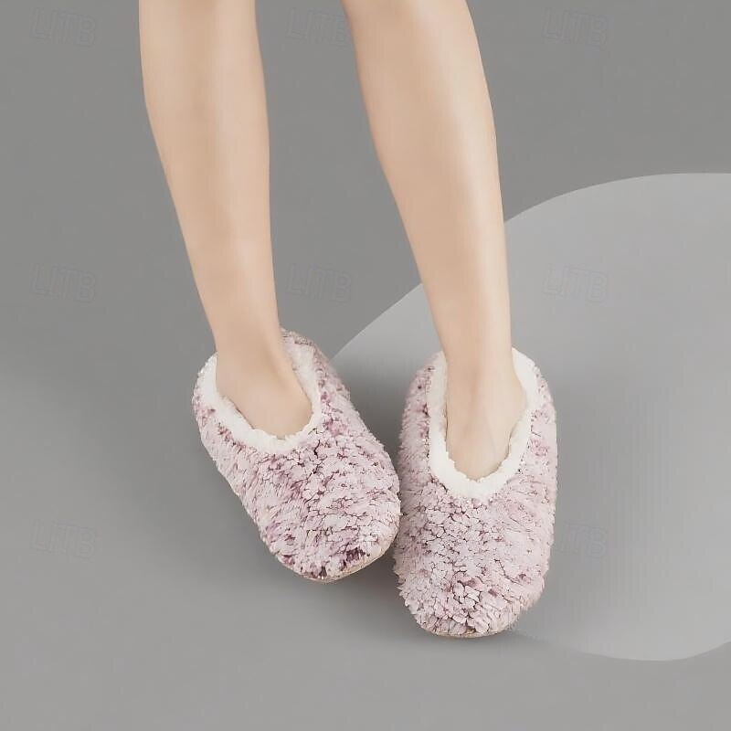 damesokker med fuzzy stjernemønster på gulvet, tykke bomulls-plysj-tøffelsokker for vinterhjemmet eller søvn, varme, koselige sklisikre innesokker 2026 - $12.99 –P12