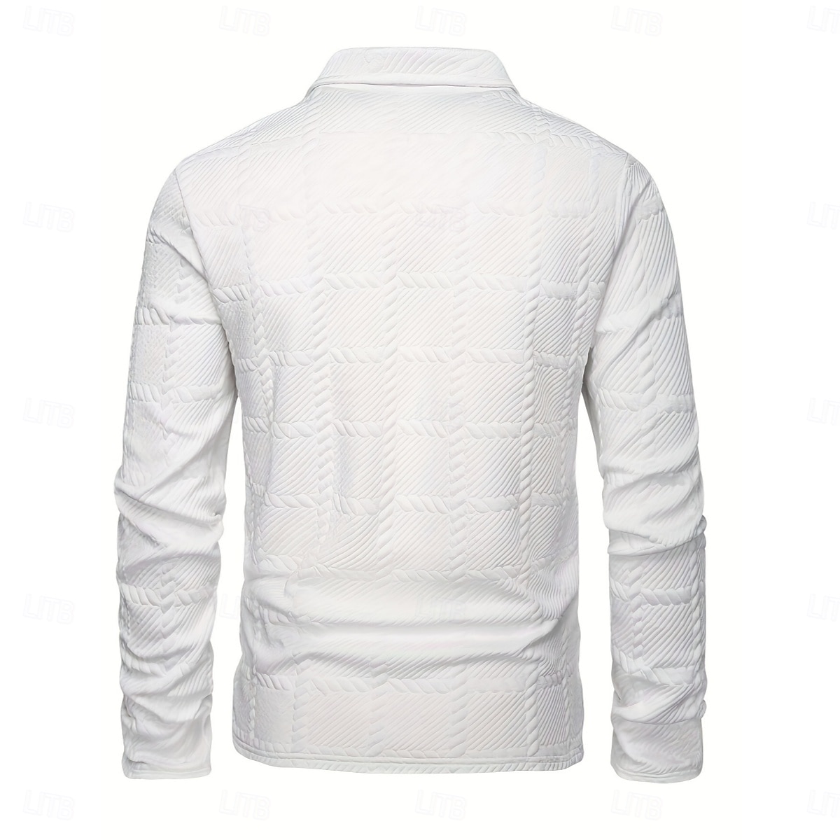 Herre Med Tekstur Golf poloskjorter Avslappet Virksomhet Knaphul Langermet Mote Grunnleggende Helfarge rutete Jacquard Høst Vinter Alle årstider Normal Militærgrønn Med Tekstur 2026 - $20.99 –P4