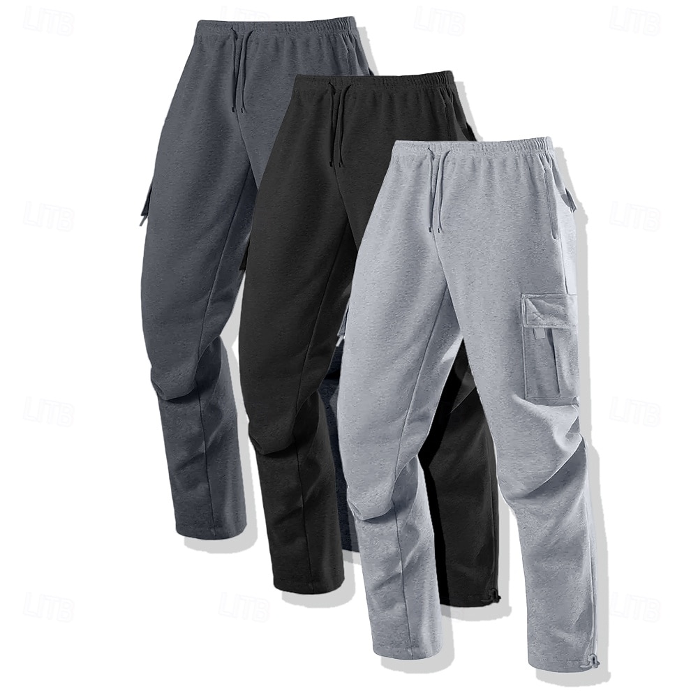 Men's Cargo Sweatpants Fleece Pants Joggers Trousers Casual Pants Drawstring Elastic Waist Multi-pack Solid Color Windproof Outdoor Full Length Outdoor Casual Daily Fashion Streetwear 2025 - $35.99 –P7