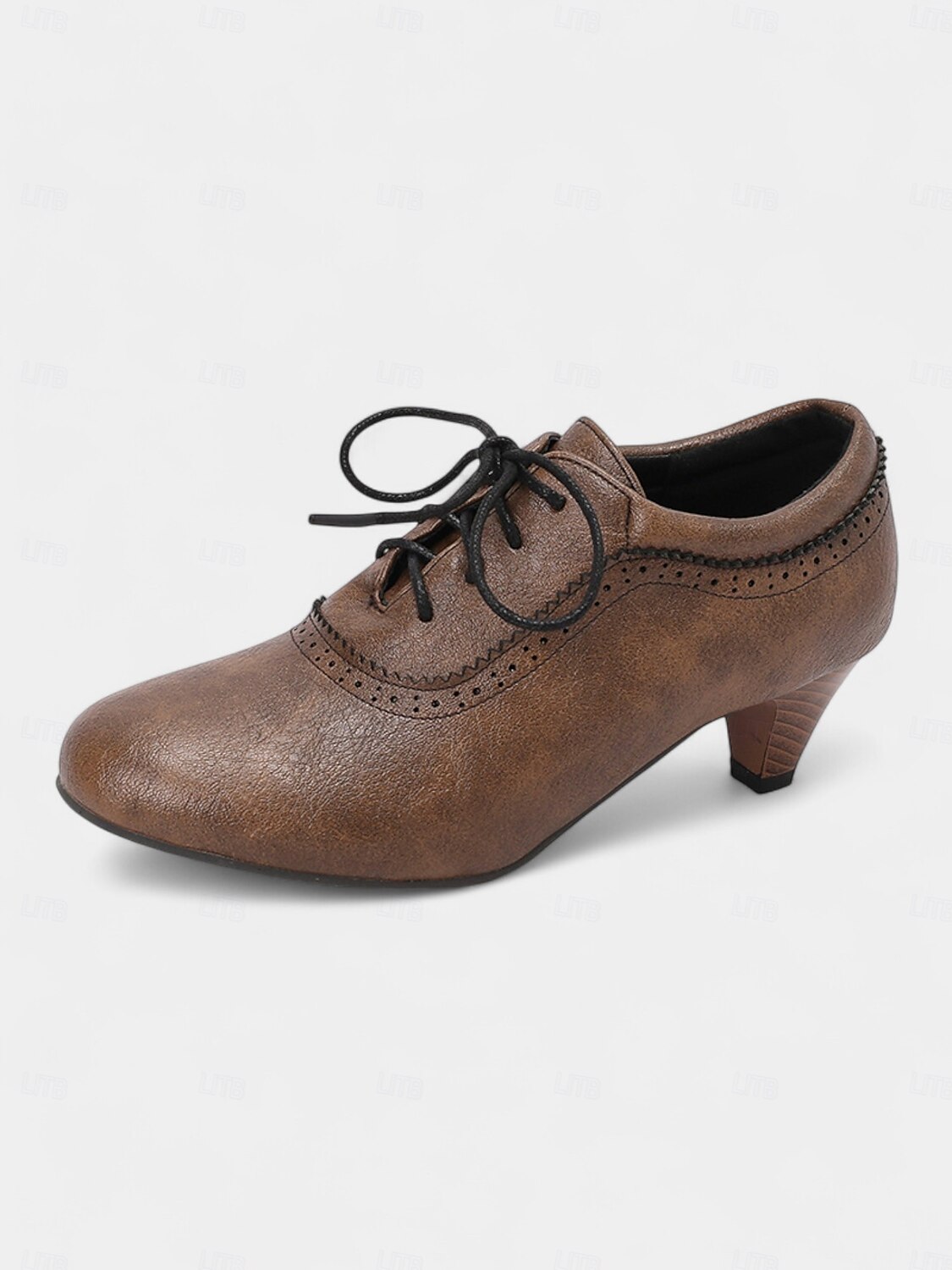 women's brown dress shoes low heel Gloria Edwardian Shoes (Walnut) 6.5