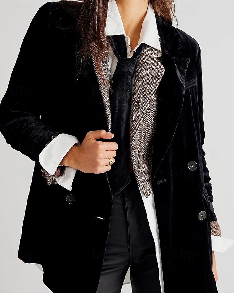 Per donna Blazer Blazer di velluto Confortevole Tasca Bottoni Moda Semplice Feste Festa / Sera Uscire Regolare Collo ripiegato Vestibilità regolare Manica Lunga Capispalla Nero Vino Verde scuro del 2026 a $45.99 –P3