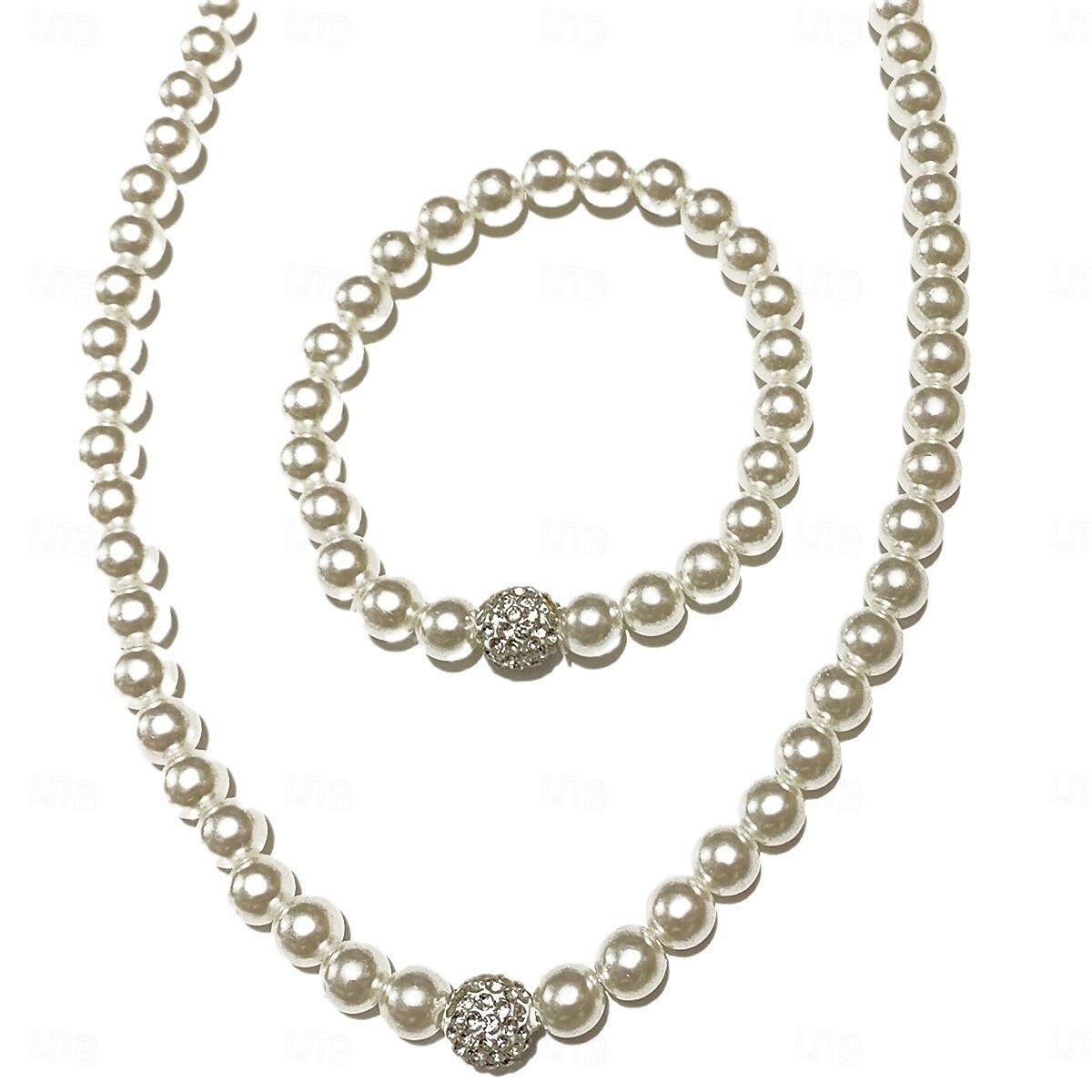 klassisches Perlenschmuckset – elegante weiße Imitationsperlenkette, Armband & Ohrstecker für Damen 2026 - $11.99 –P2