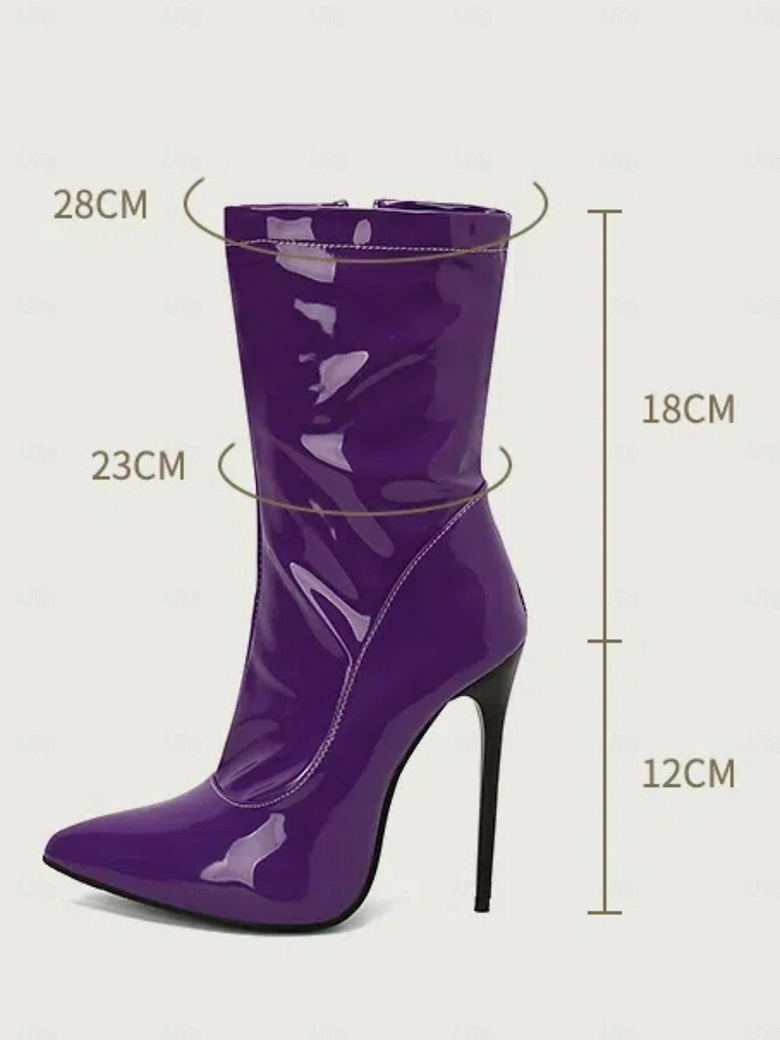 Botas femininas de couro envernizado roxo com salto agulha - botas estilosas de bico fino, perfeitas para festas noturnas e eventos modernos de 2026 por $59.99 –P1