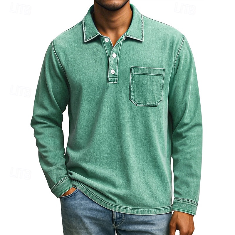 Ανδρικά Πουκάμισο γκολφ Μπλουζάκια Golf Polos Causal Δουλειά Πέτο Μακρυμάνικο Βασικό Μοντέρνα Σκέτο Τσέπη Κουμπιά Άνοιξη Φθινόπωρο Κανονικό Βαθύ πράσινο Σκούρο μπλε Καφέ Πουκάμισο γκολφ 2026 - HUF 7410 –P3