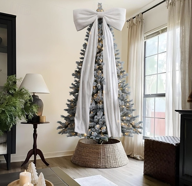 Lazos grandes de 1,8 m para árbol de Navidad, lazo grande de terciopelo rojo y blanco para adorno de árbol, repisa de ventana, repisa de pared, decoración de interiores, hogar, habitación, fiesta, San Valentín, Navidad. 2026 - $39.99 –P10