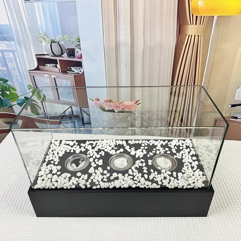 skleněný velký stolní krb přenosný ohniště s miskou na oheň, čisté hoření bioetanolu, bezodvětrávací krb pro vnitřní i venkovní terase, párty 2026 - $128.99 –P14