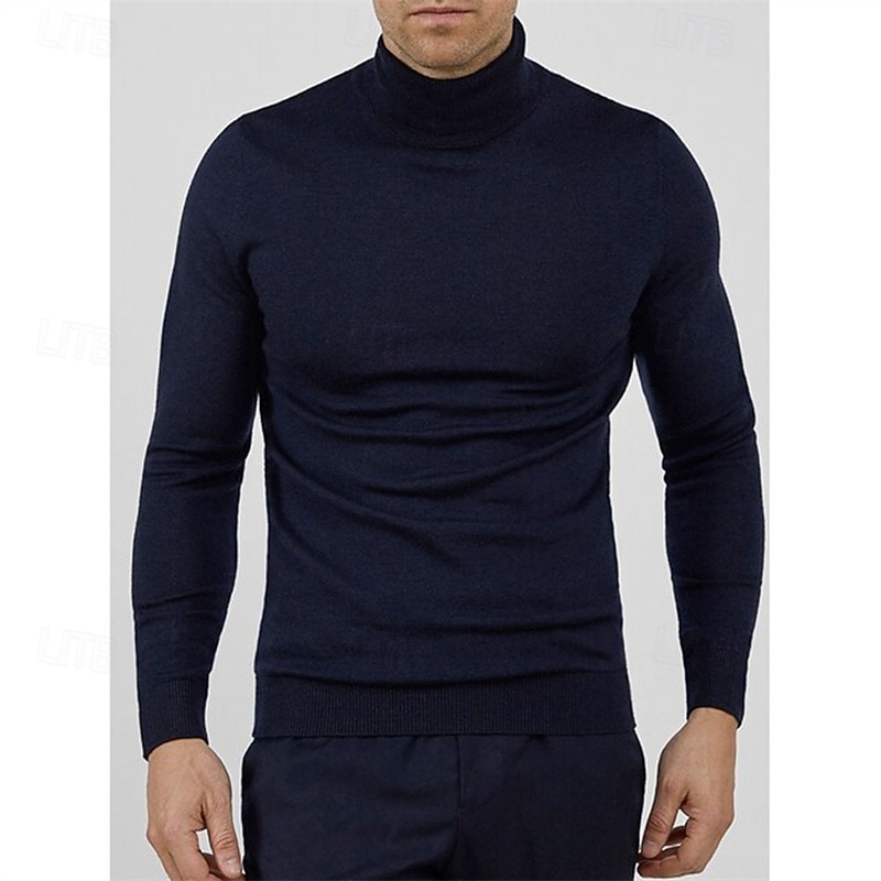 Herren Pullover Gerippt Stricken Normale Oberteile Gestrickt Schmale Passform Einfach Rollkragen Strickware Zeitgenössisch Lässig Alltagskleidung Bekleidung Frühling Herbst Winter Schwarz Gelb M L XL 2026 - $22.99 –P3