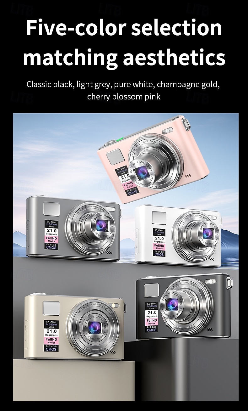 Uusi 4k fhd -digikamera 64 gigatavun muistikortilla vuodelta 2025, kompakti, pieni ja edullinen ladattava valokuvauskamera, 64 megapikselin automaattitarkennuskamera, erittäin sopiva aloitteleville 2026 - $117.99 –P15