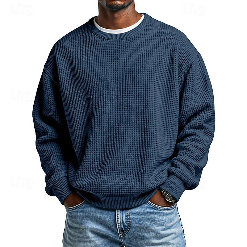 Per uomo Maglia Felpa a nido d'ape Maglione Aalbicocca Bianco Girocollo Semplice Testurizzato Casuale Quotidiano Sport & Outdoor Poliestere Streetwear Cool Abbigliamento Sportivo Primavera & Autunno del 2026 a $24.99 –P5