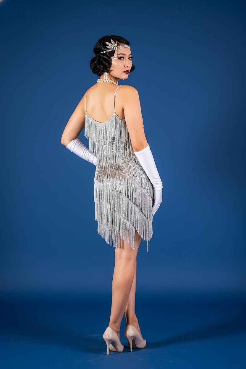 Roaring 20s 1920s Knee Length Flapper Dress Sleeveless The Great Gatsby Sequins Fringe Scoop Neck Fancy Dress Women's Christmas Carnival speakeasy Masquerade Retro Theme Party Adults' Dress 2026 - $38.99 –P3