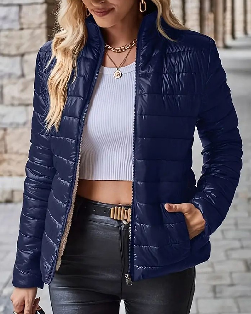 Damskie Płaszcz zimowy Dół Zatrzymujący ciepło Wygodny Zamek Kieszeń Codzienny Równina Urlop Dzienne zużycie Wyjściowe Weekend Regularny Kaptur Regularny Długi rękaw Odzież wierzchnia Granatowy Czarny 2025 - $28.99 –P6