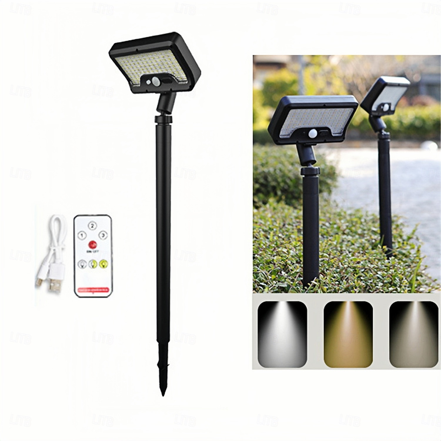 92led Tri Color Switching Solar Lawn Light Motion Sensor Channel Light Usb Power Supply Adjustable Angle Garden Courtyard Lighting  1PC 2025 - $35.99 –P3